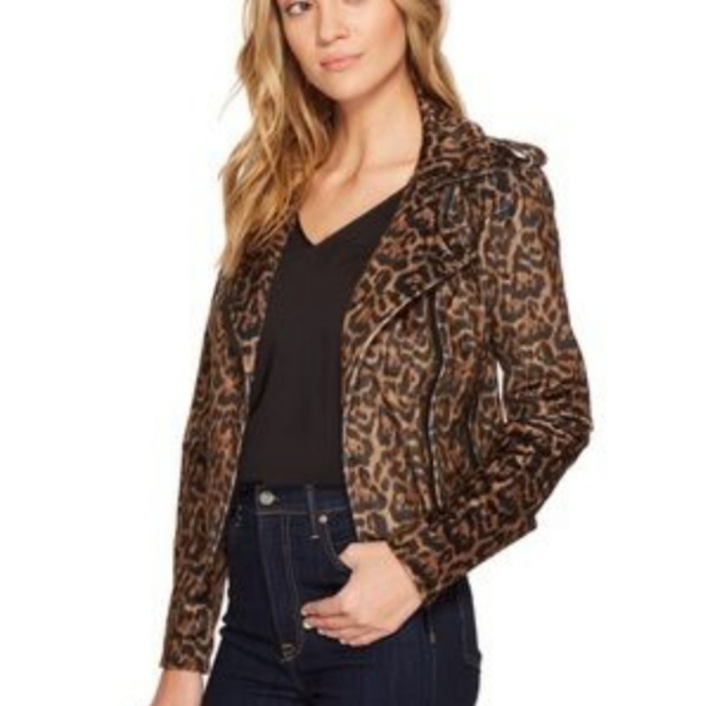 Romeo & Juliet Couture leopard moto jacket velour
